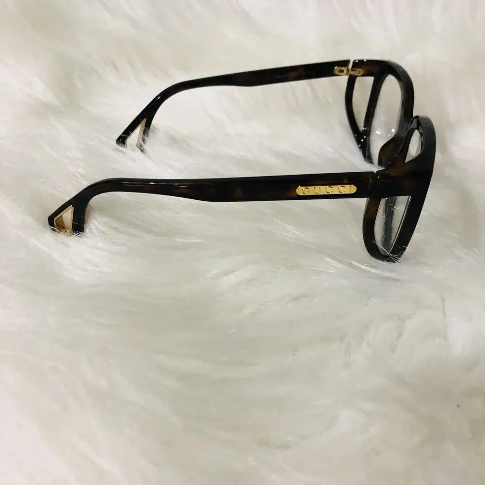 Gucci‎ Fashion Rectangle Optical Glasses Brown Black One Size
